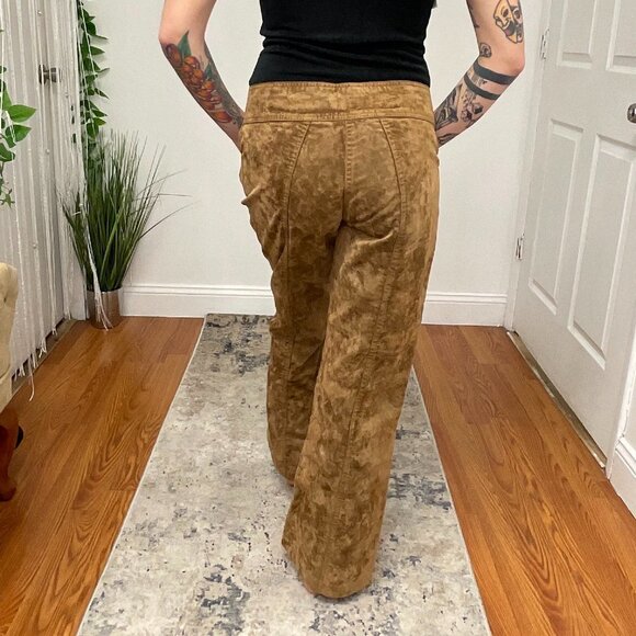 Y2K Melrose Relaxed Fit Mid Rise Camo Flare Pants Belted Waist Size 32 Brown - Picture 4 of 7